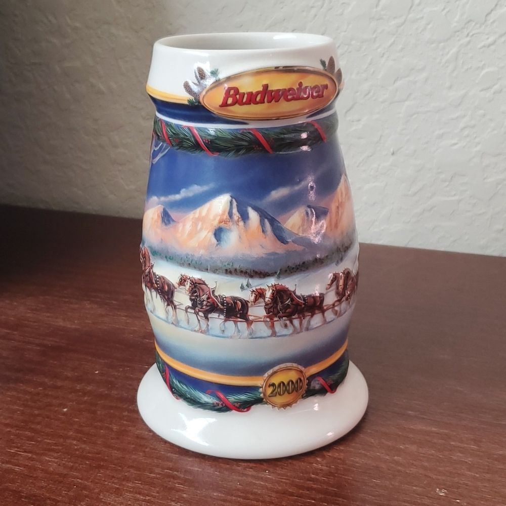 Vintage 2000 Budweiser Holiday Stein Holiday in the Mountains CS416 Clydesdales - Picture 6 of 10